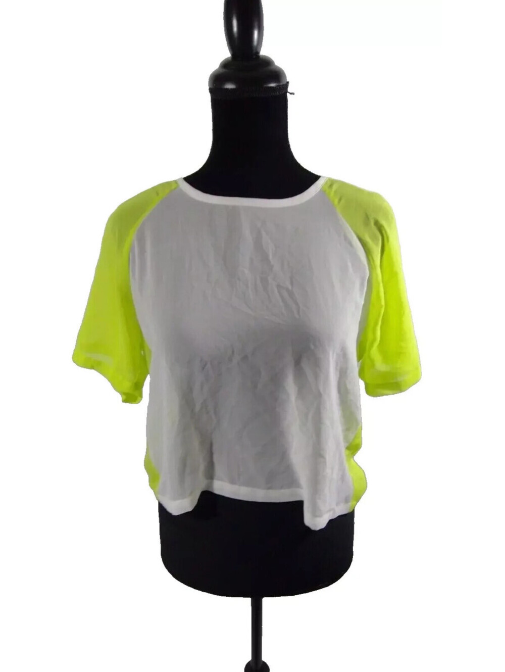 Cotton Candy Womens Short Sleeve Sheer Top white/yellow Shirt Size Small *NEW*
